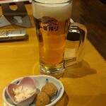 えびすの宴 - キリン一番搾り生ビール、つきだし