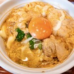 なか卯  - 親子丼の上に更に生卵をON。