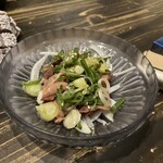 酒と肴 進 - 名古屋コーチンのレバーのたたき