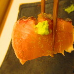 鮨処 凜 - おまかせ　１１０００円（税込）　一品料理-２　鰆の炙り・カラスミの粉かけ【２０２４年１月】*