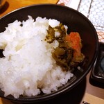 Hakata Tempura Yamaya - まずはご飯と辛子明太と辛子高菜