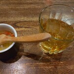 炭火 とり久 - かにみそ茶碗蒸し＆梅酒