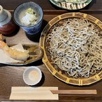 くろつぼ - 十割そば　大盛　天然えび天麩羅