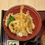 Kazokutei - 季節の天丼セット ¥1,100 の季節の天丼