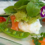 ル・レストラン・ドゥ・ヨシモト - １）サーモンマリネとポーチドエッグのサラダ仕立て（選択）