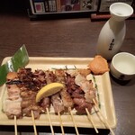 居酒屋つなみ - くし焼き七本盛り合わせ、生酛冷や