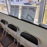 港あおしま - 各種料理の魚種のお知らせボード　待合椅子の窓側　　安心、安全な気持ちになる。店主さんのこだわりであり、自信の表れでしょう。