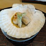 山善 - 帆立、タラの芽、エビ芋、蕗味噌