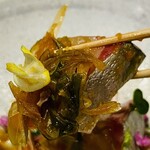 肉炭馨 和衷 - 夕〆アジの刺身