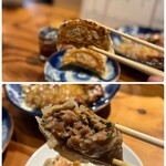 中國酒家 亭亭 - …薄皮で餡がパンパンに詰まった餃子は、
割ってみると肉汁がブシャーッと溢れてきました！
何もつけずにいただいてみると、あら♪(*´ω｀*)美味しい♡(  ´艸`)