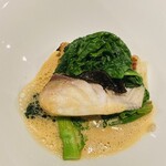 ドゥ・クルール - メダイのポワレ
      オマールエビのソース
      ジャガイモとカブラのグラタン