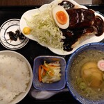Shokudou Kanae - 角煮＋鶏から黒酢あんかけ定食