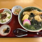 Hieisanroku Tsurukisoba - 本日のサービス定食（温そば、うろりごはん）