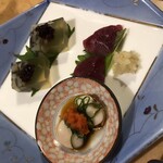 Suppon Fugu Ryourisushi Kappou Tokugetsu - すっぽんむね肉造り、煮こごり、睾丸3種盛り