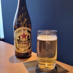 Ginza Shabugen - 特典の赤星瓶ビール