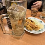 Hidakaya - ホッピーセット、イカ揚げ、