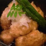 申子 - 鮭の白子天ぷら天汁掛け