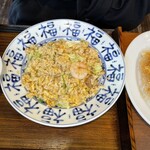 Toukyou Gyouzaken - 娘の五目炒飯セット + 野菜餃子3つ ¥1210税込 小鉢は茹で豚にごまソースがかけられていたものが付いていたらしい。(写真撮り忘れ)