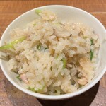 三鷹みかづき酒房 - 三鷹みかづき酒房(鶏せせりと三つ葉の土鍋炊き込みご飯)