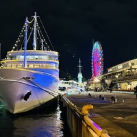 THE KOBECRUISE コンチェルト - 下船後のライトアップされたコンチェルト号とumie MOSAIC
