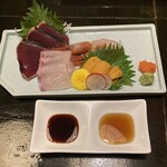 すずのあん - お刺身盛合せ。超濃厚美味なウニ、甘エビ、カンパチ、戻り鰹