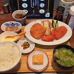 Shokudo Shinoda Bsaku - MIXフライ定食　辛子高菜