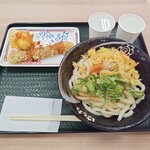 Hanamaru Udon - おろししょうゆ（冷、中）［クーポン利用で480円→430円］、ちくわ磯辺揚げ［130円］、半熟玉子天［150円］