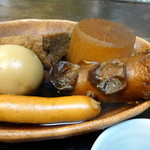 ときわ 本町店 - 日替り定食のおでん（玉子、ちくわ、大根、厚揚、ウインナー）