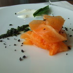 Benoit Alain Ducasse - メロンのカルパッチョとフロマージュブラン、バジルのヴィネグレット