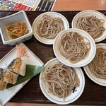 皿そば文楽 - 焼き鯖寿司と皿そば