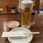 Tarafuku Sakaba - 生ビール580円、お通し300円