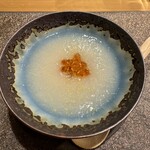 歩路庵 - カブと白葱のスープ　いくら添