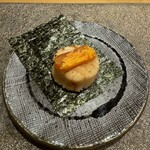 歩路庵 - 帆立とカラスミの磯辺焼き