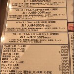 ラムしゃぶ金の目 - メニュー