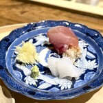 温石 - 本めじ鮪 玉葱・あおり烏賊・馬連署の酢漬け