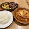 Saizeriya - パルマ風スパゲッティ、ラムと野菜のグリル、ライス