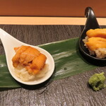 池袋 すし 福寿 - 雲丹食べ比べ。