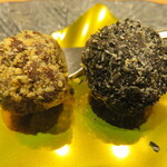 池袋 すし 福寿 - 甘味はごまのトリュフチョコレート。