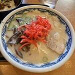 由丸 - 高菜ごはんセット910円、紅生姜トッピング