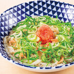 Mentaiko udon with lots of green onions