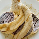 caramel banana whipped Pancakes