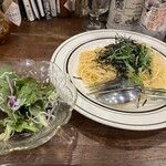 香房 - 明太子スパゲッティとサラダ