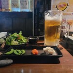 居酒屋 がらじ - つき出しと生ビール大