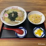 かむら屋 - 藻塩の支那そば塩＋半チャーハン