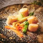 Grilled Hokkaido scallops ~ served with green asparagus ~