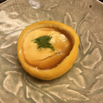 日本料理 太月 - 量少なめコース２３１００円。河豚白子玉じめ。河豚白子が芳醇でふわふわ玉子ともピッタリです。