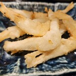 Shiroebi Tei - 白えび天ぷら(´▽｀*)殻が香ばしく味が濃いです♪