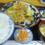 あけぼの食堂 - 肉入ヤサイ炒定食(ライス大盛)