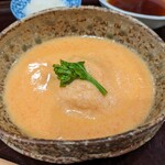 Teuchi soba shouchiku an masukawa - 「蕎麦がきの金時人参のすり流しかけ」