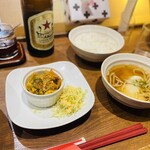 担々麺　錦城 - サラダ、スープ餃子、ご飯